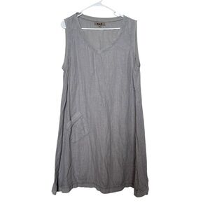 FLAX Grey 100% Linen Dress Size Medium